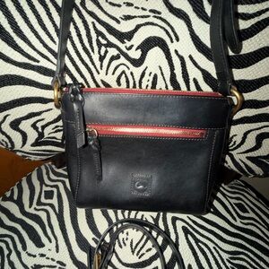 Dooney & Bourke Black Crossbody Bag with Red Accents